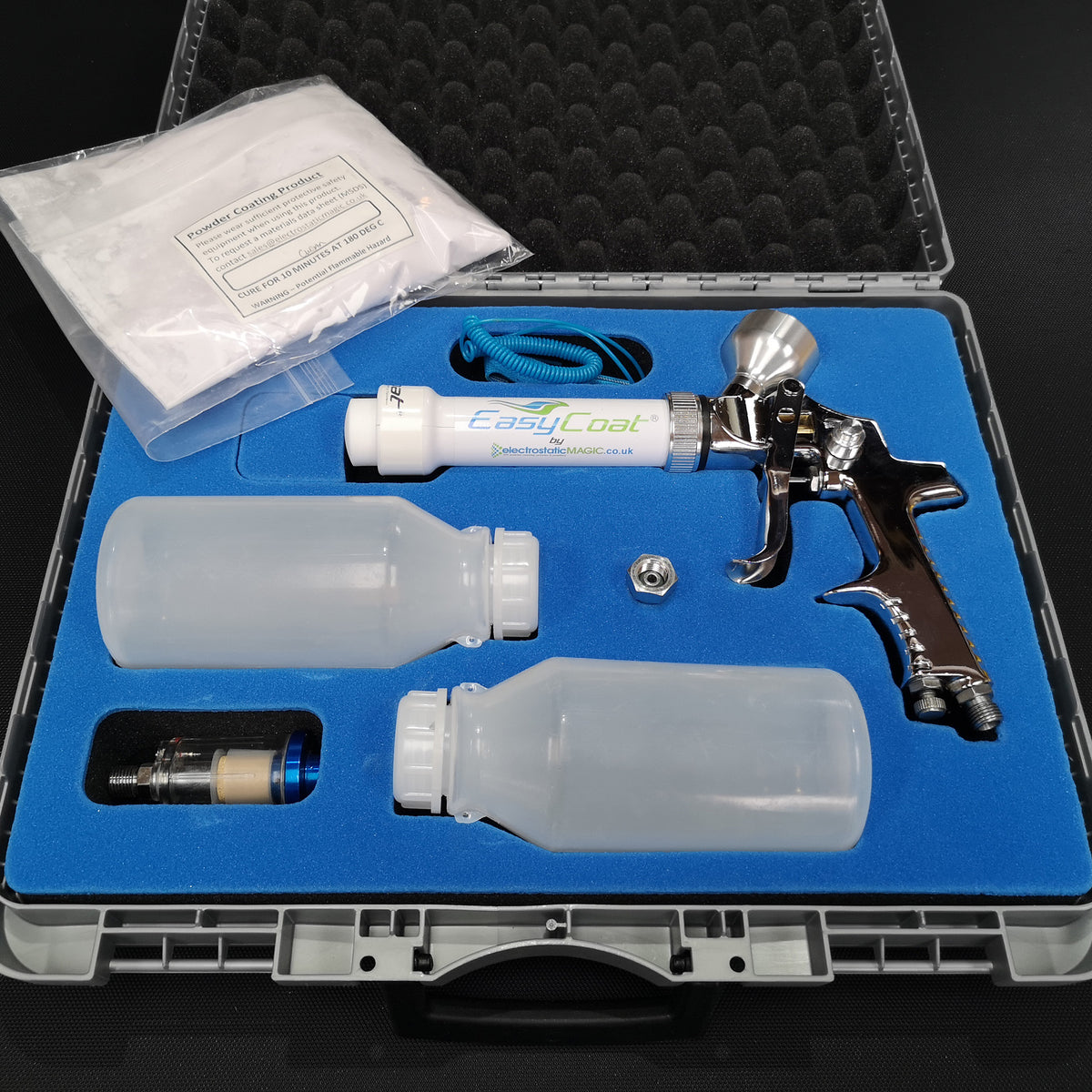 Easy Coat Powder Coating Gun, Case and Powder — electrostaticMAGIC